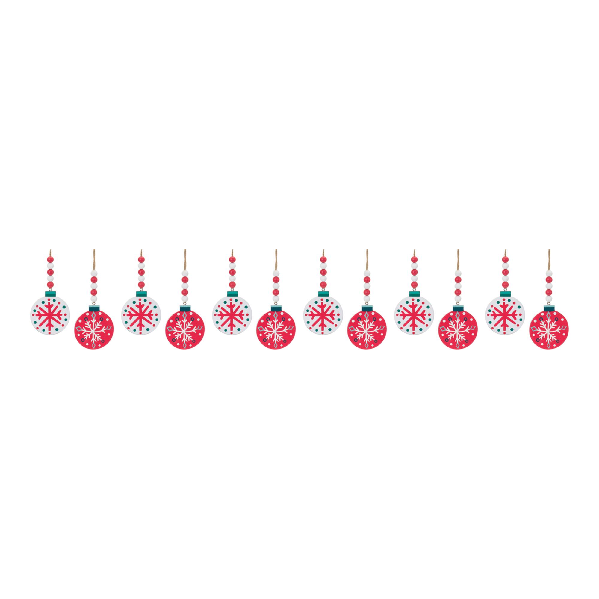 12ct. 14" Wood Beaded Snowflake Ornament Set